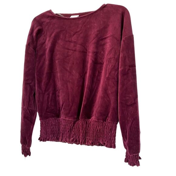 A New Day Burgundy Suede Soft Elastic Waist Crew Neck Long Sleeve Sweater XS - Picture 2 of 4